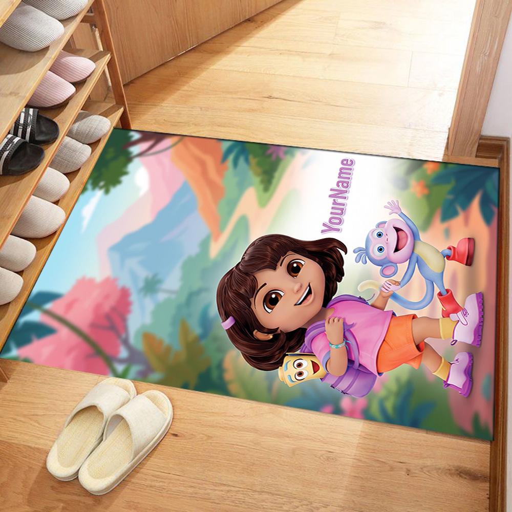 Dora Explorer Personalized Text Area Rug Design for Study room Dining Room Balcony Kitchen Antislip Carpet Anime Office Decor