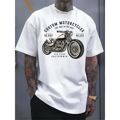 Taglie Europee Uomo Pura - Cotone Bianca T - Shirt Ride the Road Vintage Maglietta da Motociclista