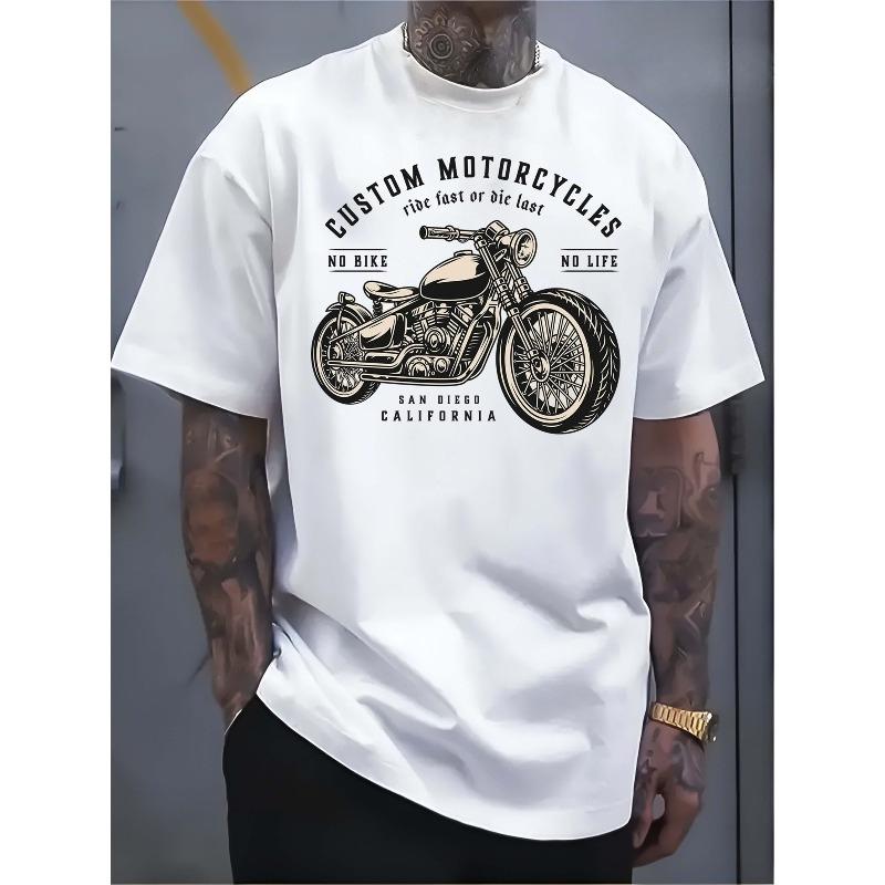 

European sizes Men s Pure - Cotton White T - Shirt Ride the Road Vintage Motorcycle Tee 2XL белый