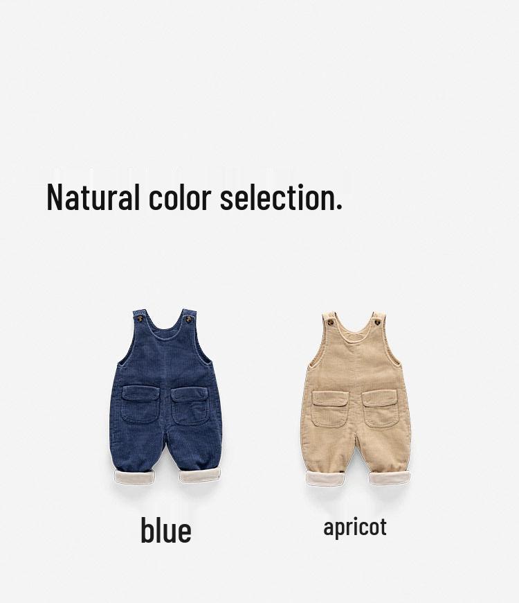 Fleece-Lined Baby Overalls: Thick Cotton Jumpsuit for Boys & Girls - Perfect for Autumn & Winter