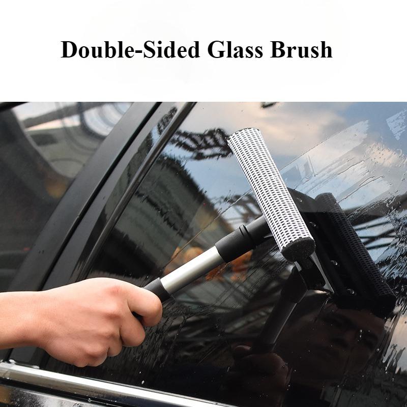 New Double-Sided Glass Brush T-Shaped Scraper With Extended Handle Detachable Double-Sided Cleaning Tool For Car Interior