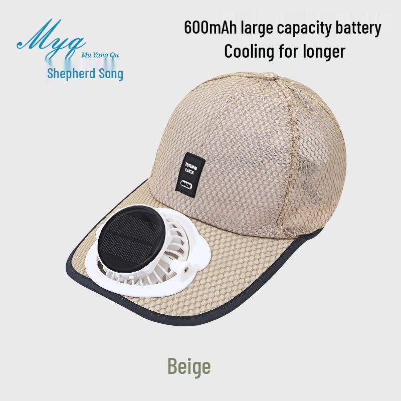 Summer Mesh Baseball Cap with Solar Fan and Sun Protection
