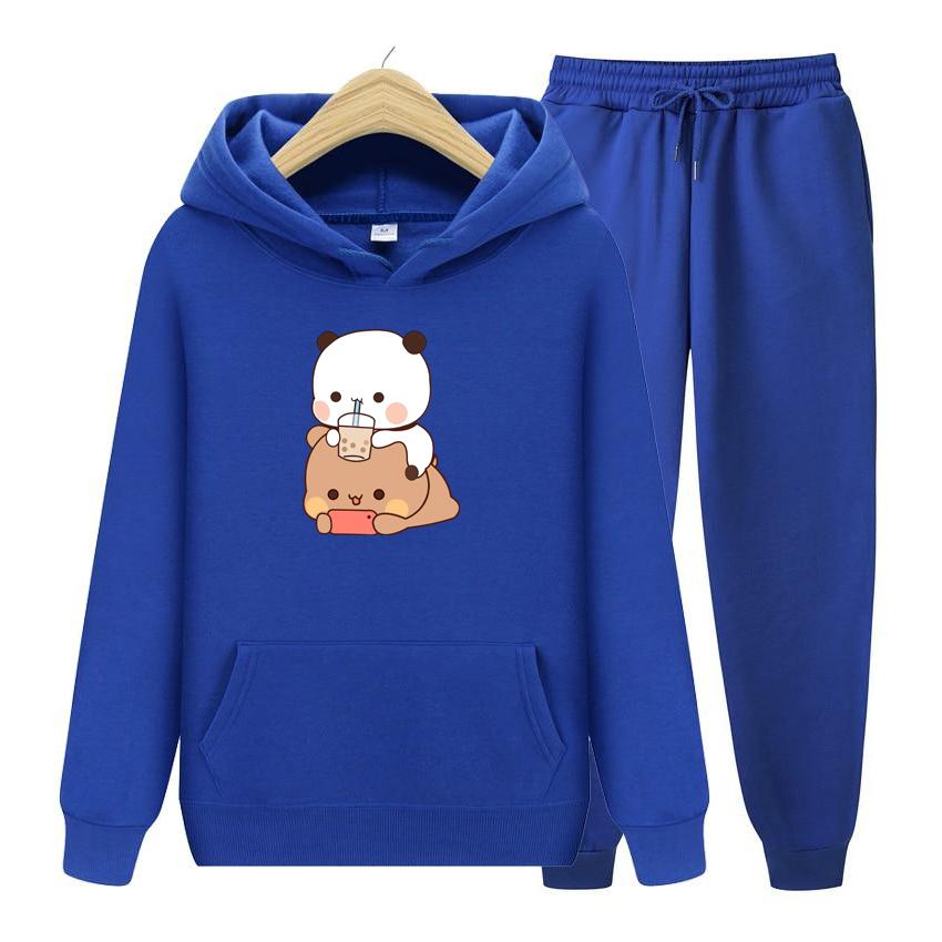 Bubu And Dudu Drink Bubble Tea Print Ženy Súprava mikiny Kawaii Dámska mikina Harajuku Oblečenie s voľným dlhým rukávom