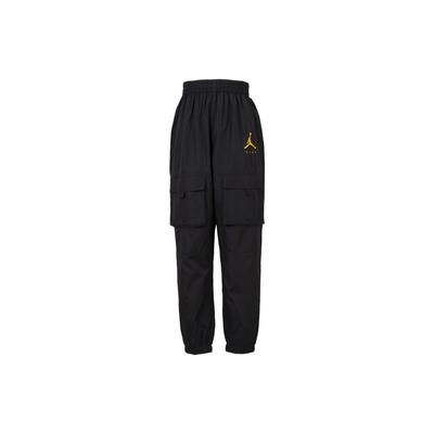 Kids  Knit Sports Pants Solid Color Brand Logo High Waist Drawstring Kids Pants Black JD2222114GS-002