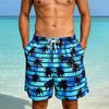 2026 Men's Ice Silk 3D Print Mid-Length Beach Sports Shorts - Trendy and Versatile Casual Wear