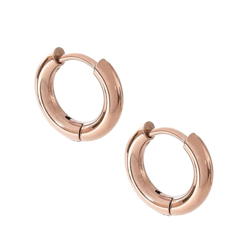 

[SCIOLTO] earrings hoop earrings ring earrings [18G set of 2 both ears] stainless Earrings that don t require a catch permanent earrings (Pink gold