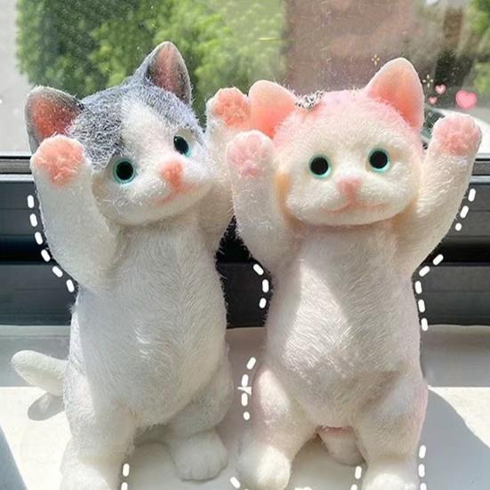 Cat Squeeze Toy Anxiety Stress Relief Kitten Pinch Sensory Toy Kids Teens Adults Soft TPR Stress Ball Animal Fidget Toy