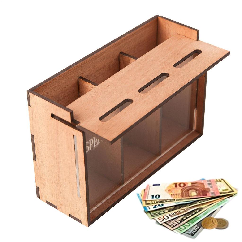 Money Saver for Cash Removable Wooden Coin Bank with Compartments Money Storage Organizer for Home Decoration Coin Banks