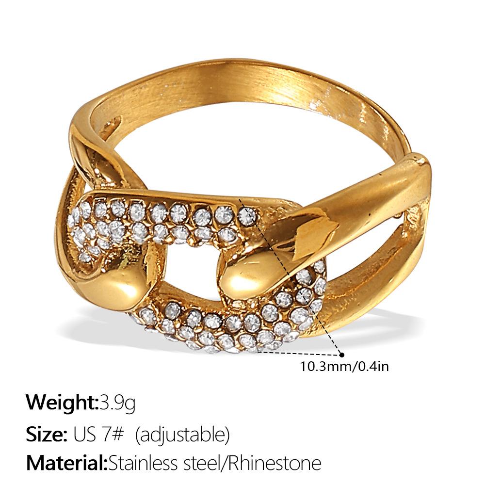 Three-layer Ring with Rhinestones, Stainless Steel Fashion Simple Design, Gold-plated Stainless Steel Ring for Women