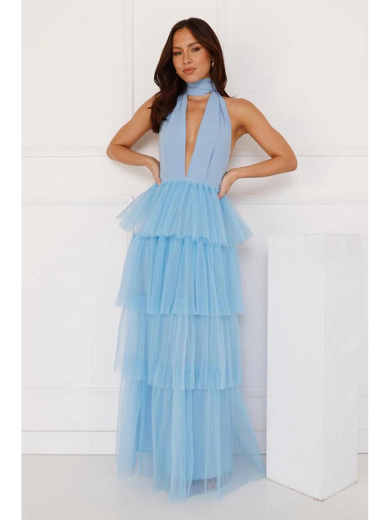 European & American Halter Backless Mesh Skirt Dress - Women's Fashion 2026.
