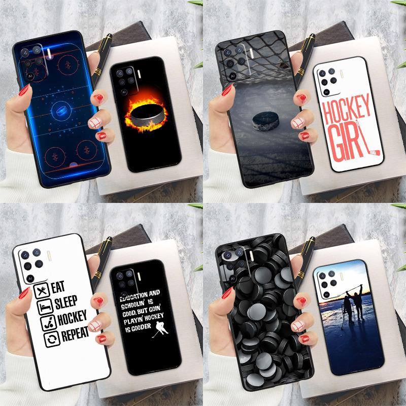 Hockey Ice Rink Burning Hockey Puck Phone Case For Oppo A96 A76 A16 A74 A53 A54 A94 A15 A17 A52 A72 A57S A58 A78 A98 A79 Cover