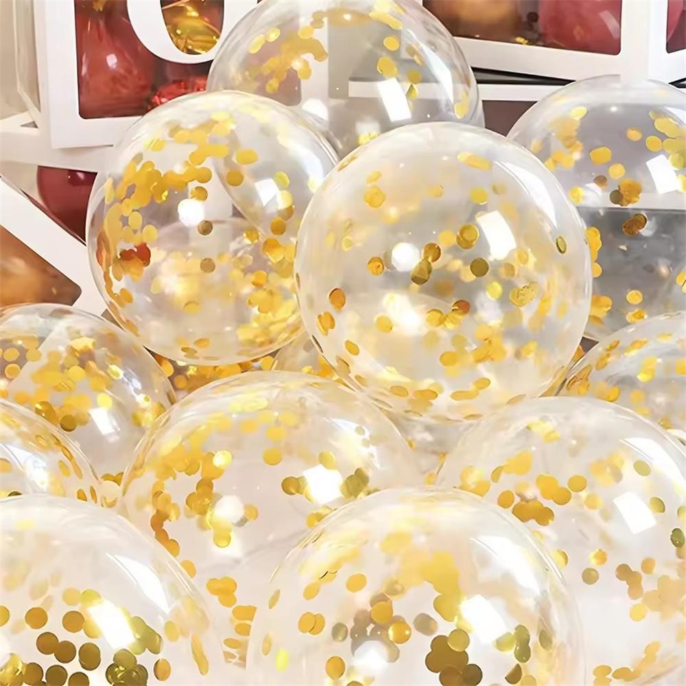 36pcs 12inch Balloon Bundle Set Gold Silver Metal Baloon Black Confetti Ballons Wedding Birthday Party Decorations Baby Shower