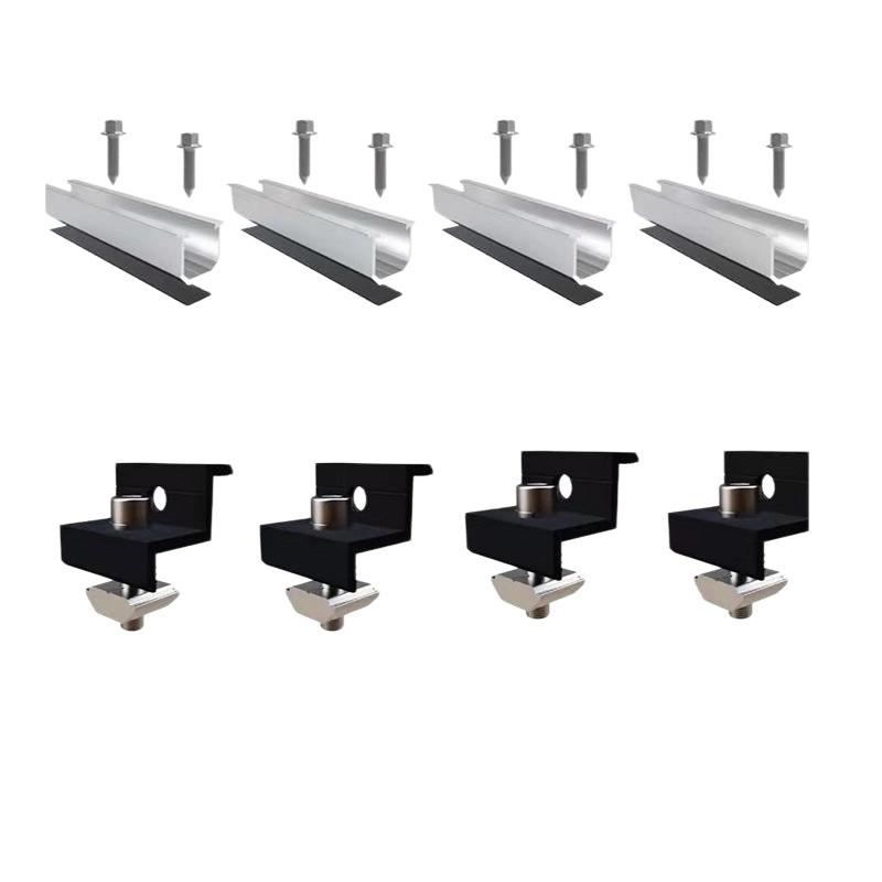 Solar Panel Mounting Brackets Set 4/6/10Pcs Mid End Clamps Rails Included Easy Install for Off Grid Solar System
