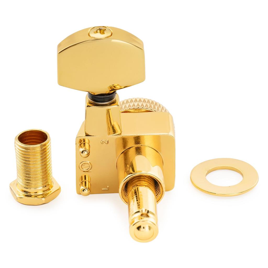 Musiclily Pro Locking Tuning Pegs with Gear Hex for Fender and Electric Gold Left-Handed 6-Row, 2-Pin 181 Ratio, Buttons, Strat, Telecaster, Guitars,