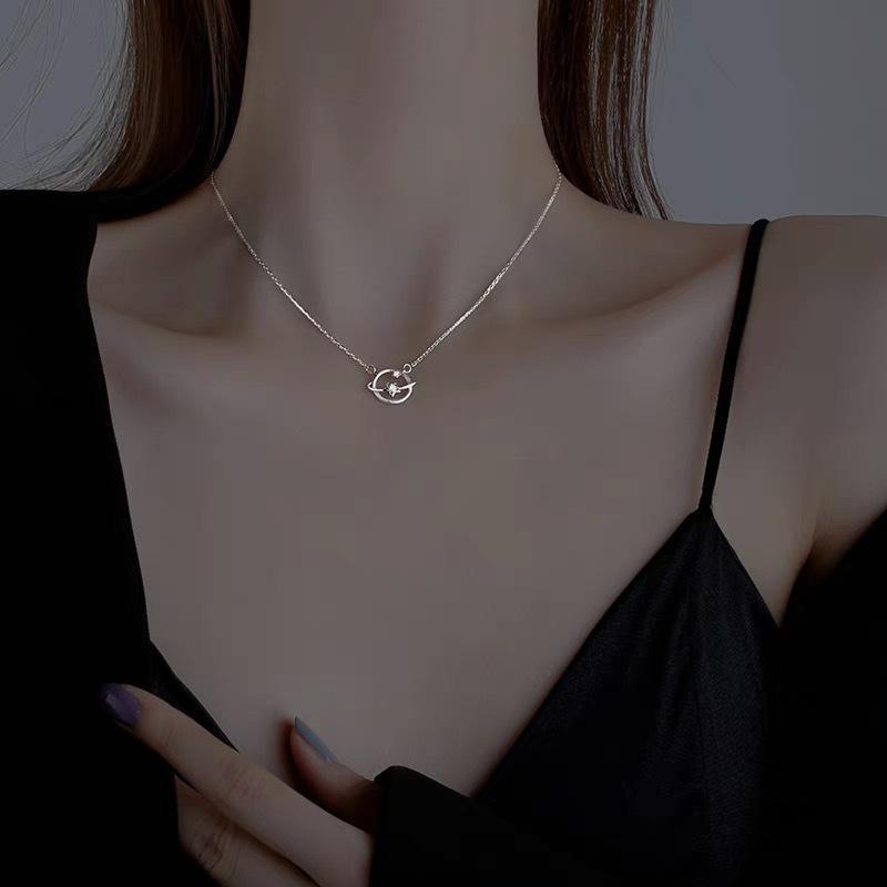 Planet Necklace Female Niche Design Sense Collarbone Chain Korean Version Fashion Ins Light Luxury Temperament Pendant Female