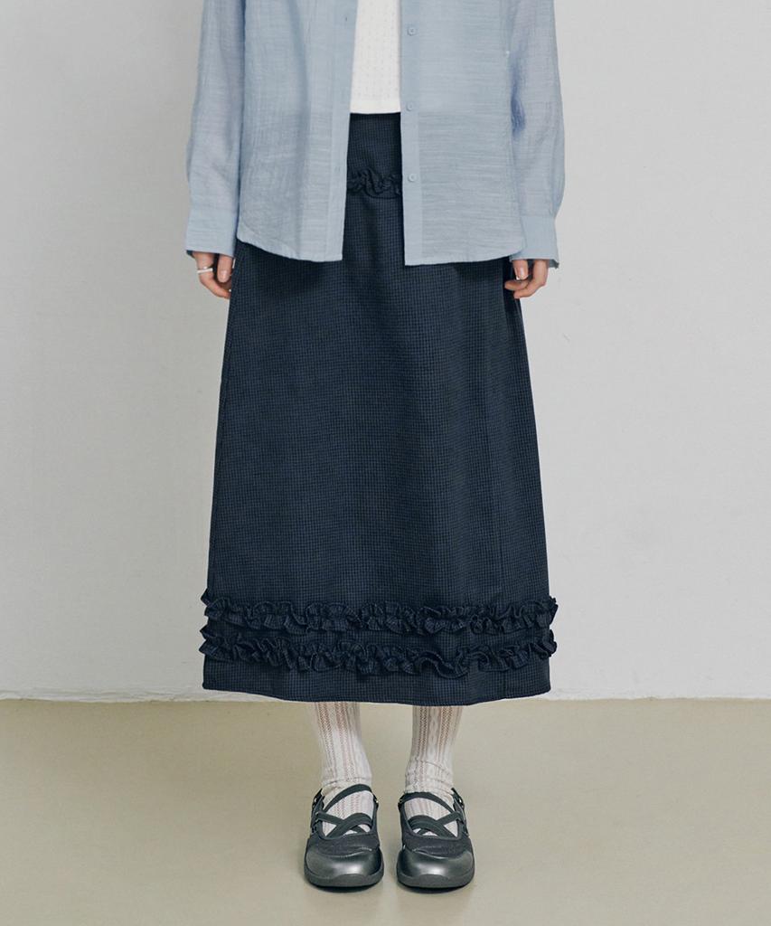 Belloel Lovely Frill Long Skirt Navy