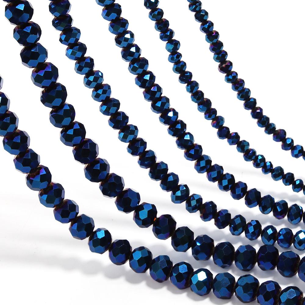 3 4 6 8 10mm Sapphire Faceted Crystal Beads Glass Spacer Beads For Jewelry Making DIY Handmade Bracelets Necklace Accessories