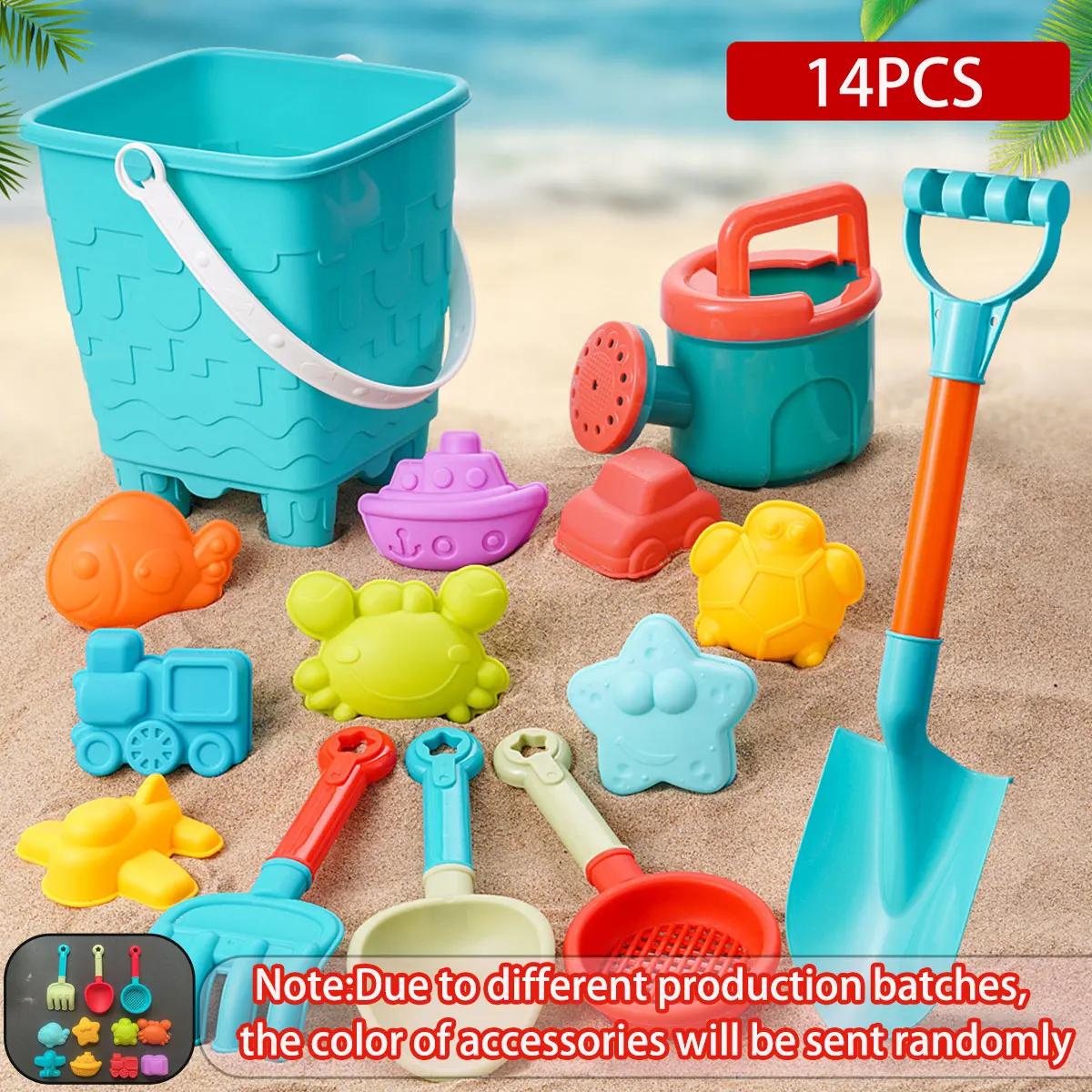 

Children 10/14/16PCS Beach Toys Summer Outdoor Sand Play Bucket Bottle Shovel Kids Water Game Winter Snow Tool Gift color random