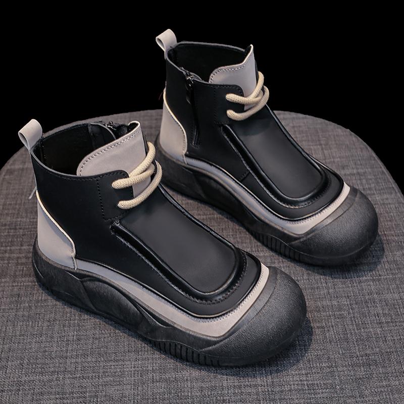 TUINANLE Kvinner Høye Topper Sko Spring Glidelås Uformell Anti Slip Flat Sneakers Jente ankelstøvletter