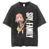 Spy x Family Forger Familie Fernbedienung Szene Vintage Washed Anime T-Shirt, Unisex Comedy Anime Fan Streetwear Tee, 100% Baumwolle Lässig Kurzarm
