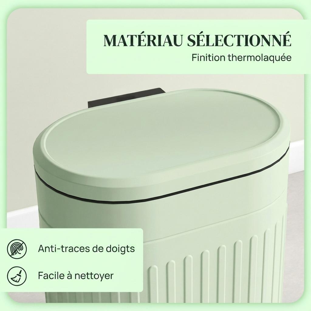 Pedal Kitchen Bin, 20 L, Soft-Close Lid, Removable Bucket, 36.5 x 31.2 x 45 cm, Green