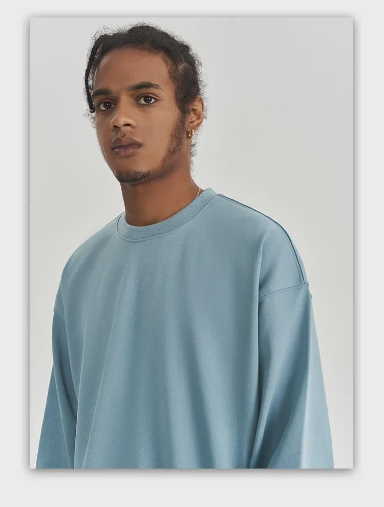 Herren Schweres Frottee Sweatshirt: Einfarbig, Herbst/Winter-Stil mit Rundhalsausschnitt - Trendiges europäisches und amerikanisches Design