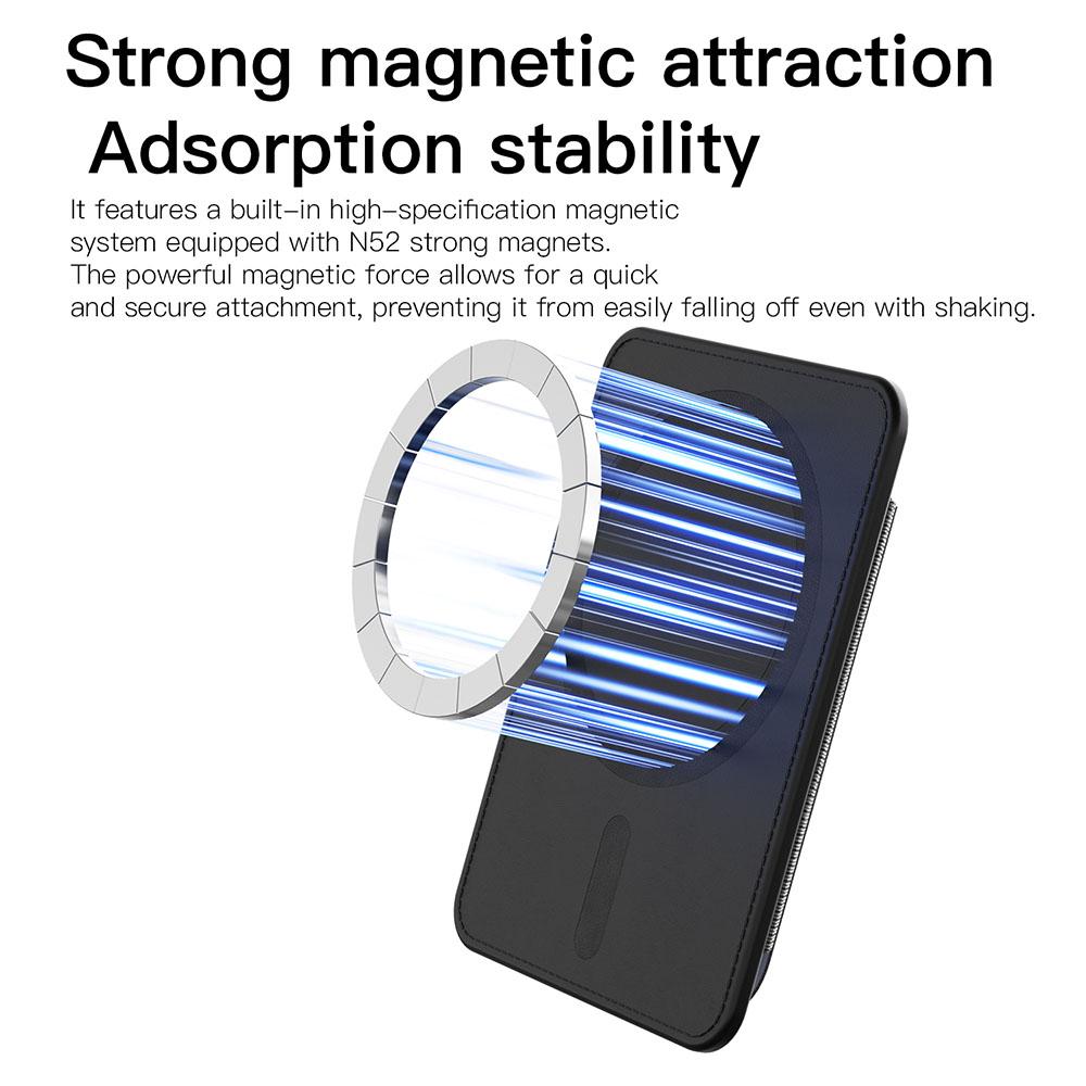 KEYSION Magnetischer Kartenhalter für Magsafe für iPhone 17 16 15 Pro Max Samsung Huawei Elastische PU-Leder Geldbörse Tasche Handyhülle