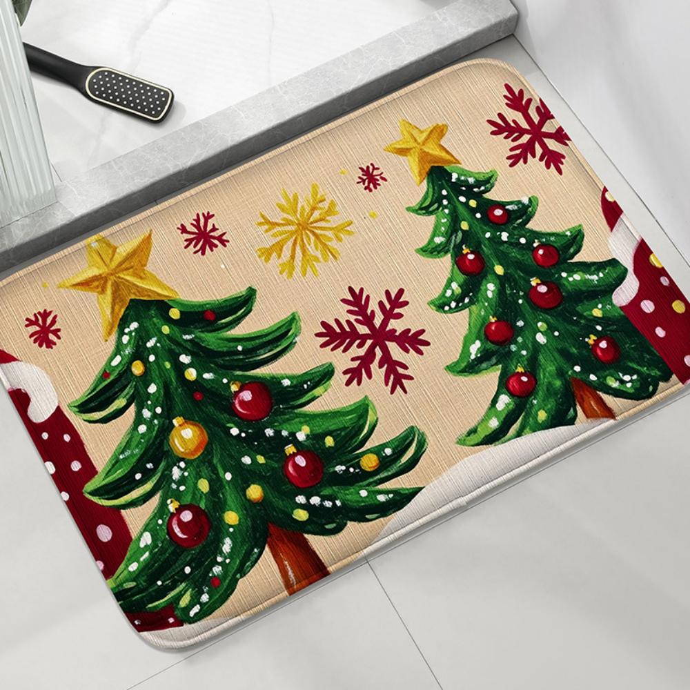 1Pcs Christmas Tree Snowman Door Mat WELCOME Rug Living Room Bedroom Entry Doormat Outdoor Nonslip Mat Kitchen Mat Holiday Decor