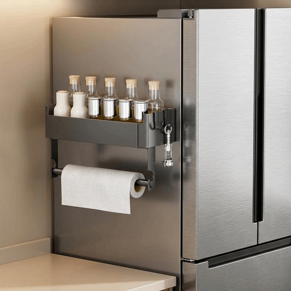 Punch Free Refrigerator Magnetic Shelf Carbon Steel Cling Film Storage Rack  Washing Machine