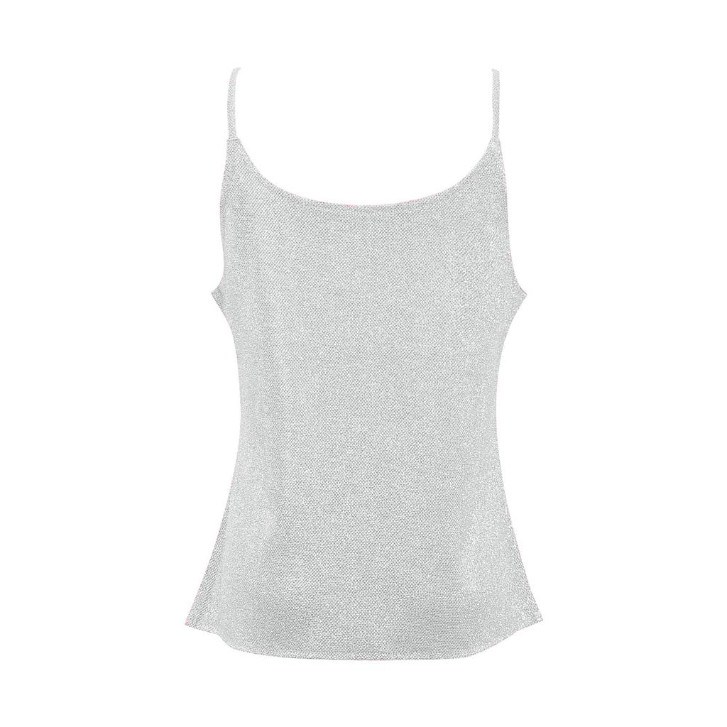 Femmes Grande Taille Pure Paillettes Col en V Sans Manches Paillettes Gilet Chemisier Facile Chemise Haute Mode Sport Fille Chemisier Débardeurs