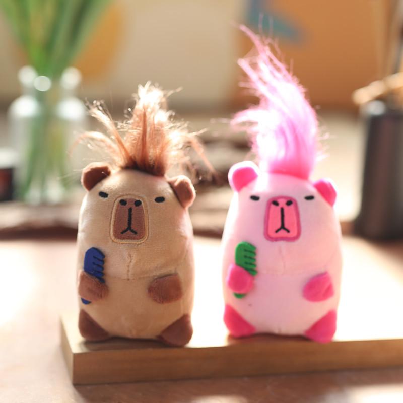 Adorable Plush Capybara Keychain Cute Fluffy Stuffed Animal For Bags And Keys