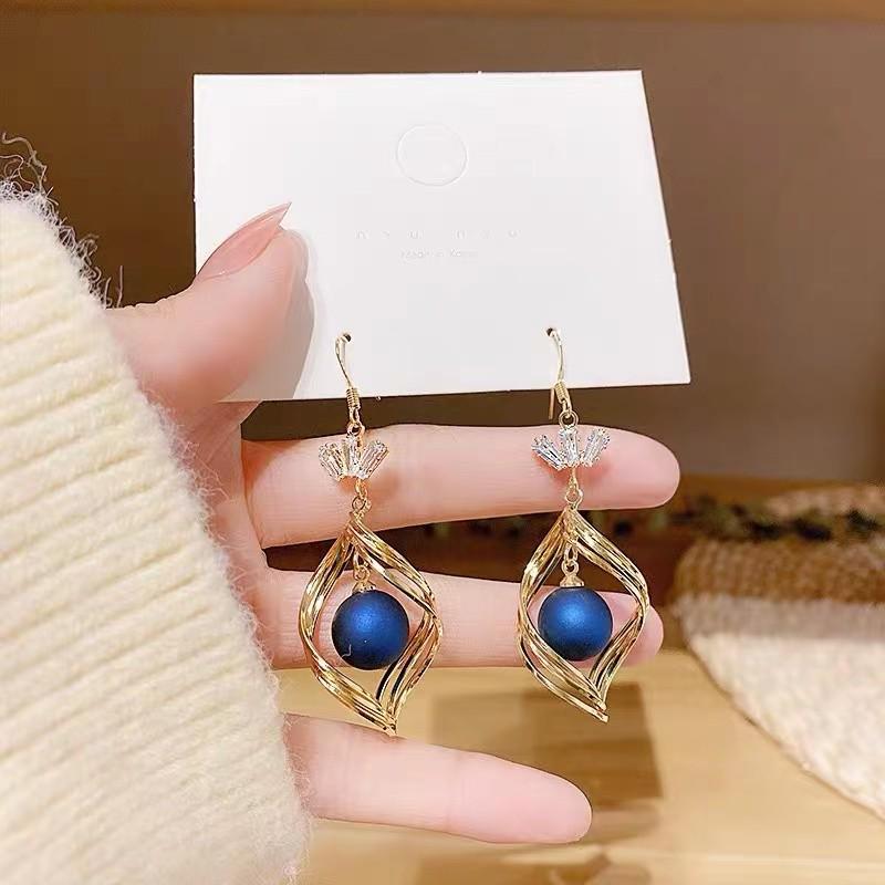 925 Silver Peacock Earrings with Geometric Red Pearl & Zirconia Drops