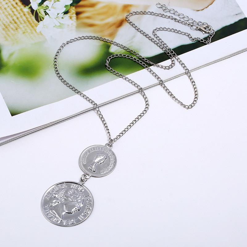 Pendant Coin Round Necklace With Alloy And Electroplated Finish For Everyday Use