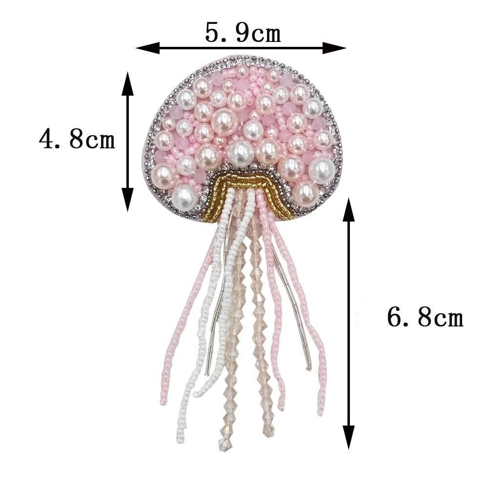 DIY Jellyfish Beads Patches Rhinestone Brooch Badge Sea Animal Appliques For Clothing Bags Shoes