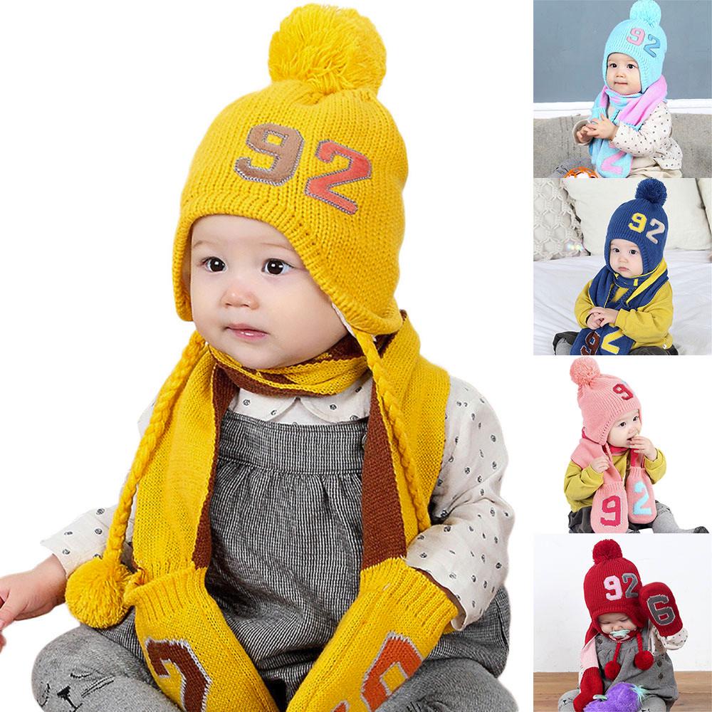 Buy Jonathan 2Pieces Unisex Children Winter Warm Baby Scarf Cap Wool