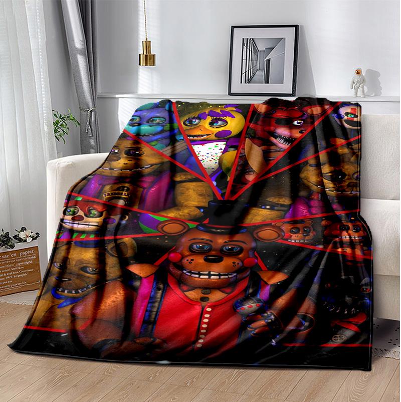 Freddy Bear Flannel Blanket Soft Warm All-Season Throw, Design for Camping, Car Travel, Hiking Sofa, Bed, Office Perfect Gift for Parties
