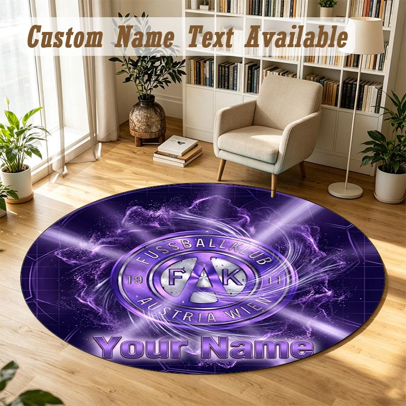 Round Rug Custom NameAustria Wien FC Pattern Non Slip Carpet Home Floor Decor