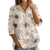 Camicetta da Donna a Bottoni con Collo, Vestibilità Larga, Stampa Floreale Vintage, Manica a Tre Quarti, Top Casual per Uso Quotidiano
