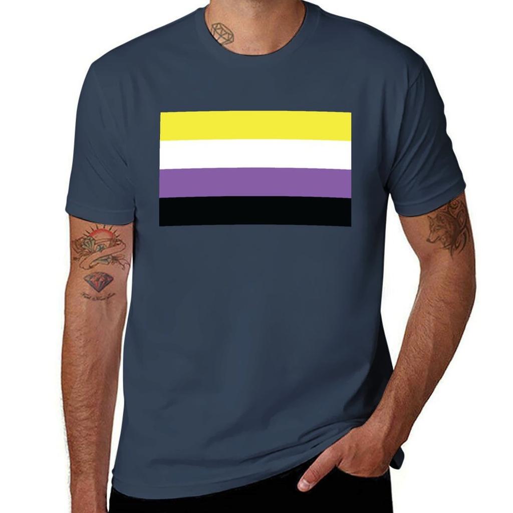 Nonbinary Pride Flag Tshirt Gym Wear Breathable Short Sleeve Tee