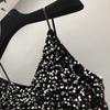 2023 Elegant Metallic Shine Spaghetti Strap Women's Party Dress