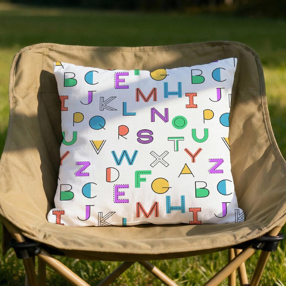 Simple English letters Cushion Cover Soft Reversible  Durable Pillow Cover  MultiScene Use for Home  Car Daily Comfort
