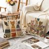 Cute CatPatterned Cushion Cover Durable Hypoallergenic Organic Linen Pillow Cover Short Size Washable SkinFriendly