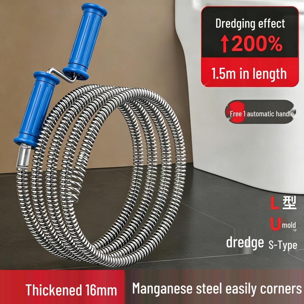 Hand-Cranked Drain Unclogger for Toilets and Kitchen Sinks