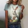T-shirt Estive per Bambina con Stampa 3D di Coniglio T-shirt per Bambini Top Casual a Manica Corta Pullover alla Moda con Girocollo Abbigliamento per Ragazze