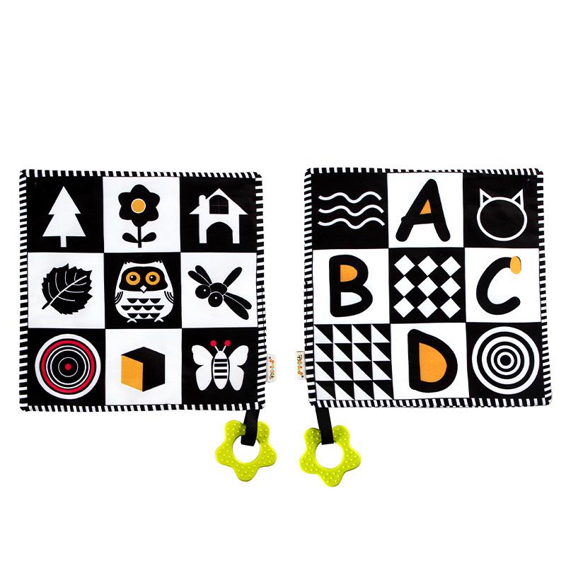 Aipinqi Baby Comfort Toy: Black & White Square Towel with Teether Ring