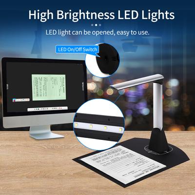 Aibecy BK34 Belge Kamerası Tarayıcı 5 Mega Piksel HD Kamera A4 LED Işık Öğretimi ile Yakalama Boyutu
