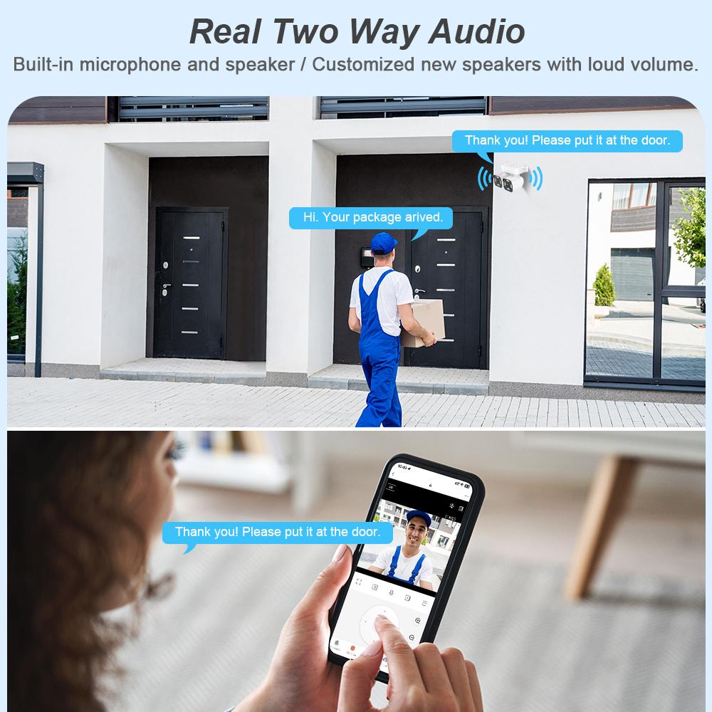 AIOOK ICAM365 APP Sicherheitskamera Außen Wasserdicht Dual-Linse HD 10MP 10X Zoom WiFi CCTV Nachtsicht Zwei-Wege-Interkom PTZ Fernansicht