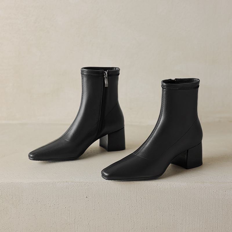 Krazing Pot Mikrovlákno Zimní Střední Podpatky Chelsea Boty Dámské Zip Velikost 43 Street Wear Strečové Kotníkové Boty