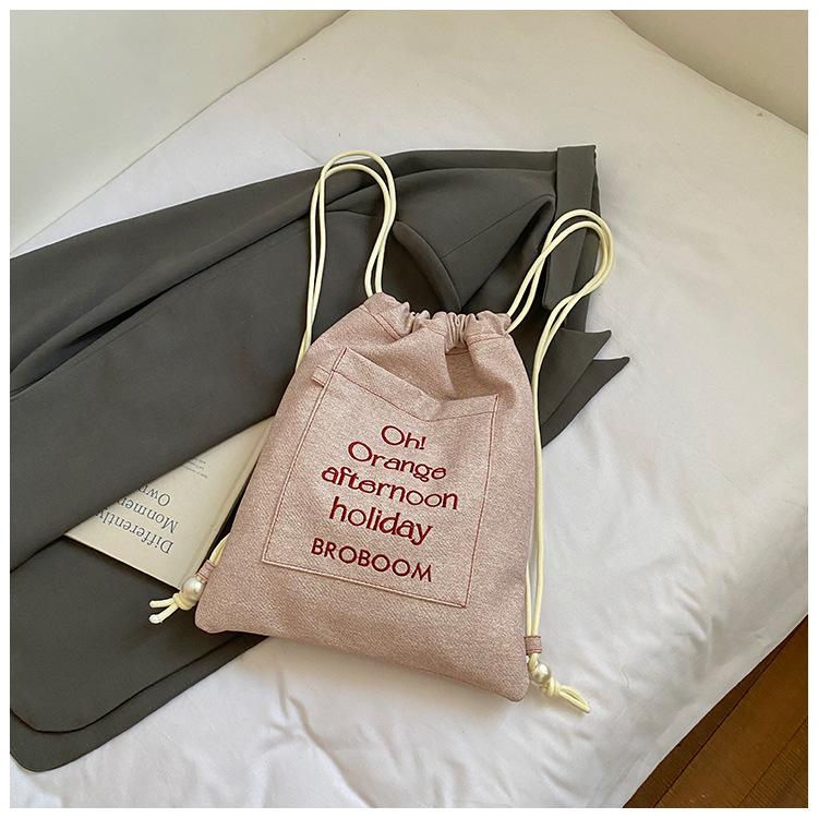 

2025 New Canvas Bag Female Korean Version Versatile College Student Backpack for Class Fashionable Foreign Travel Backpack розовый
