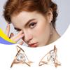 Women Girls Sparkling Crystal Hollow Triangular Zircon Stud Earrings Jewelry